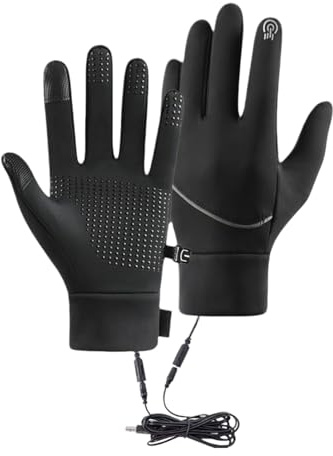 Amesor Beheizbare Handschuhe Für Männer - USB-Heizfunktion Handschuhe Für Damen Und Herren | Thermische Winddichte Touchscreen Für Fahren Schnee Outdoor Kaltwetter Camping Radfahren Wandern