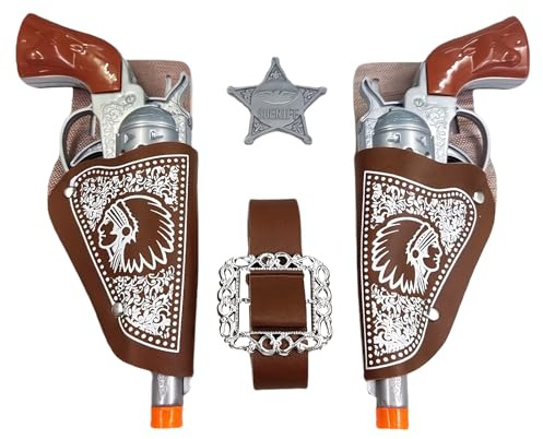 Cowboy Kostüm Kinder, Western Party Accessoires, Cowboy Kostüm, mit Gürtel Und Sheriff Stern, Western Cowboy Accessories Set für Jungen Mädchen Karneval Cosplay Halloween Party