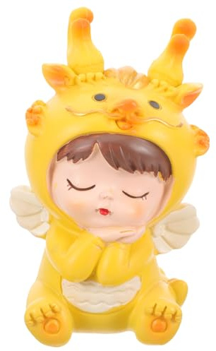 FUNNETOYU Dragon Cake Figure Decoration Resin Ornament Compact Home Decor for Birthday Baking Living Desktop Balcony Garden