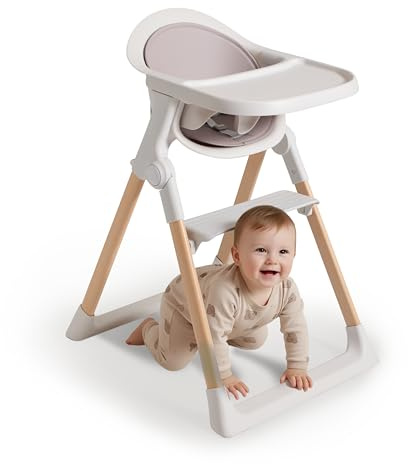 Premium Hochstuhl für Babys & Kleinkinder (ab 6 Monaten) – Verstellbares, klappbares Design mit Salbeigrünem Sitzkissen und Sicherheitsgurt