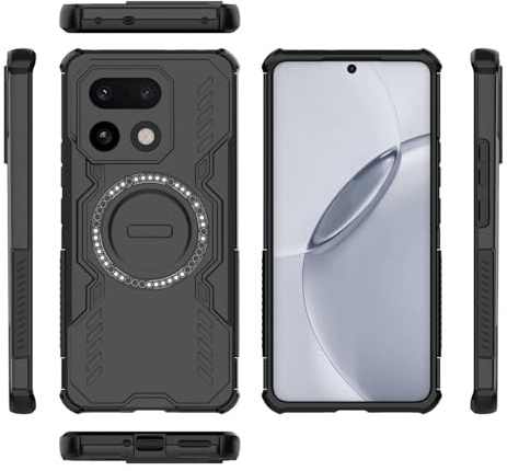 YUXING Funda para Realme 16 Pro+/16 Pro Plus 5G | Funda Antigolpes con Protección Militar,Anillo magnético,PC Duro y TPU Flexible,Airbag en las Esquinas,Antideslizante-Negro