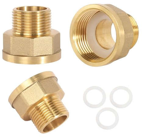 Reduzierstück 1 Zoll auf 3/4 Zoll, 3 Stück Messing Reduzierung | AG Ø25mm× IG Ø33mm AG Ø25mm× IG Ø33mm, Reduzierverlängerung,Muffennippel reduziert IG/AG mit Gummidichtung Reduziernippe