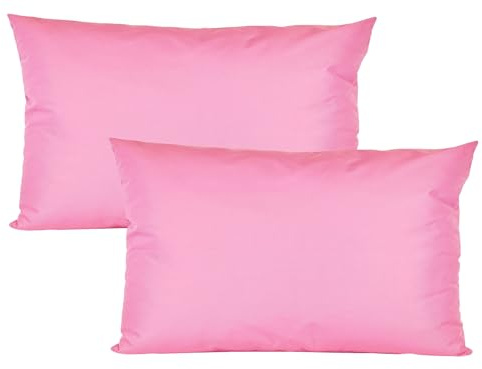 JACK 2er Set 30x50cm Outdoor Kissenhülle Bezug Kissen Hülle Lounge Garten Einfarbig, Farbe:Rosa