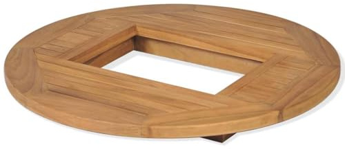 HETFTJN Bierkastentisch aus Teakholz Ø 70 cm, Praktische Tischplatte für Bierkasten und Getränkekisten, Runder Aufsatz aus Massivholz für Party, Balkon, Terrasse und Camping