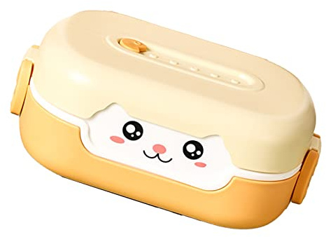 Naroote Tecknad Behållare för Barn Söt Isolerad 700 Ml Lunchlåda för Småbarn för Picknick Box Barnmatbehållare (Orange Gul)