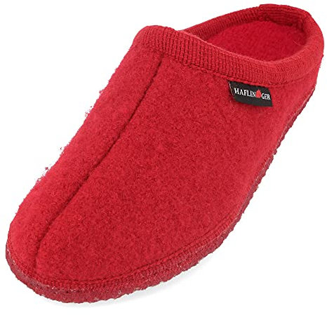 HAFLINGER Walktoffel Alaska Wolle Filzpantoffel Hausschuh Ziegelrot, Gr. 42