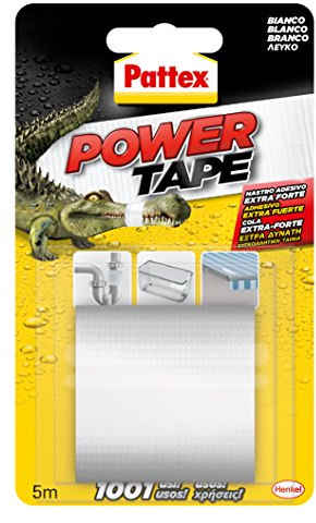 Pattex Power Tape, Nastro Telato Americano, Isolante per Carichi Pesanti, Per Tutti i Materiali, Impermeabile, Universale, Per Riparazioni, Fissaggio, Imballaggio, Bianco, 48mmx5m