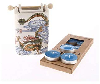 lachineuse – Asiatischer Räucherbrenner – Himmlische Drachenmotive – 10 Kerzen gratis – Dekoobjekt aus Keramik – 11 x 7,5 x 6 cm – Zen-Atmosphäre – Asiatische Geschenkidee