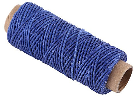 50 m de Fil ciré Plat pour la Couture du Cuir, 150 D 1 mm (bleu roi)