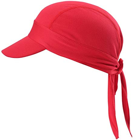 Arcweg Bandana Cap Kopftuch Mit Schirm Atmungsaktiv Pirat Kappe UV Schutz Verstellbar Bikertuch Radsport Mützen Schnelltrockned Großes Rot