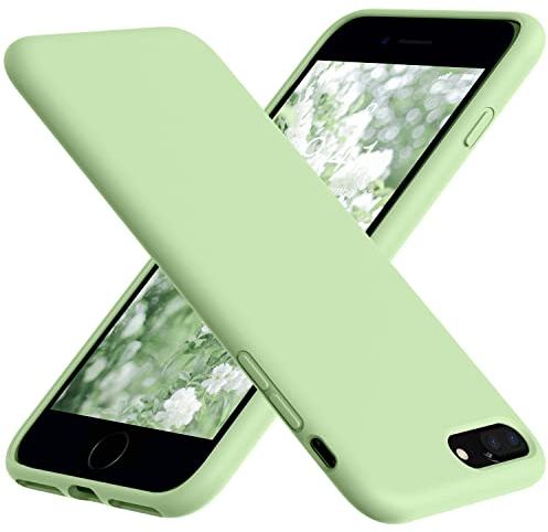 Vooii for iPhone 8 Plus/7 Plus Case, Soft Silicone Gel Bumper Case with Microfiber Lining, Hard Shell Shockproof Full-Body Protective Case - Matcha
