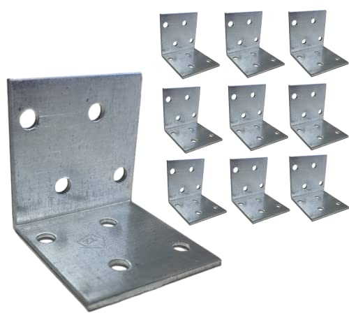 Soportes de esquina, placas de ángulo de madera resistente, chapa de acero galvanizado 40 x 40 x 40mm x 2mm paquete de 10 unidades