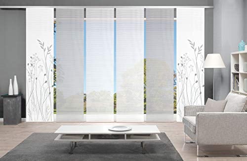 VISION S Schiebegardinen GRASIL, halbtransparent, Höhe 260 cm, grau Bambusoptik, Farbe:grau, Größe:260 x 60 cm, Anzahl:6er Set (2X, 2X, 2X)