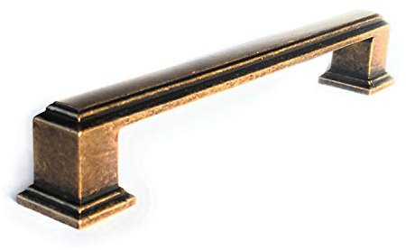 Art Deco Cabinet Cupboard Handles (Sets of 6), Boss Bar Bow Deep Antique Brass Finish. for Kitchen Cabinet, wardrobes & General Furniture by FFF. (128mm Between fixings)