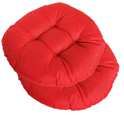 FANSU Stuhlkissen Set 2er, Einfarbig Runden Tatami Sitzkissen Leinen Weiches Stuhl Auflage Atmungsaktiv Komfortable Sitzpolster für Indoor Zuhause Stuhl Outdoor Garten (Rot,40x40x9cm)