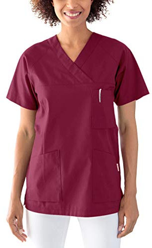 CLINIC DRESS Schlupfkasack Kasack Damen für Krankenpflege und Altenpflege 50% Baumwolle 95 Grad Wäsche Bordeaux M