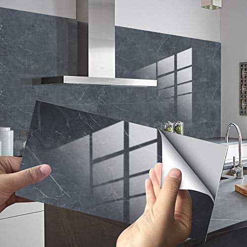 HORIWE Marble Tile Stickers for Kitchen Bathroom Backsplash PVC Waterproof Oil Proof DIY Self Adhesive New Wall Stickers Home Decor