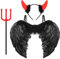 Teufel flügel, Teufelskostüm für Damen, Schwarz Engelsflügel Teufelshörner Teufelgabel, 60*45CM Dunkelheit Engel Flügel, Gefallener Engel kostüme für Halloween Fasching Karneval Cosplay Mottoparty
