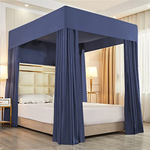 Mengersi Betthimmel Betthimmel Betthimmel Schlafzimmer Dekoration Lichtdicht Betthimmel Kindergeschenk (Doppelbett, Dunkelblau)