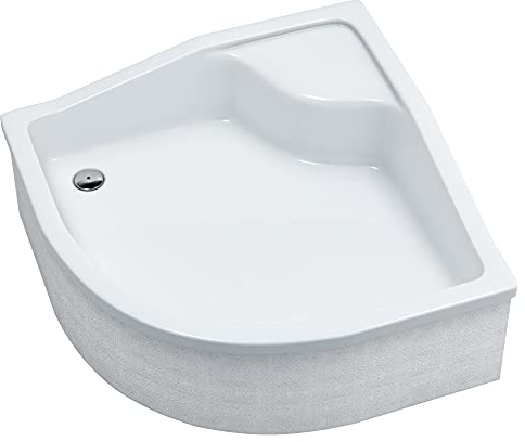 Receveur de douche avec support blanc stable et lisse, support en polystyrène expansé, receveur de douche en acrylique quart de cercle R55, carrelable, profondeur (90 x 90 x 41/26_R55)