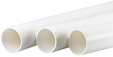 sourcing map PVC Rigid Round Pipe 45.2mm ID 50mm OD 500mm White High Impact for Water Pipe, Crafts, Decoration, Cable Sleeve 3pcs
