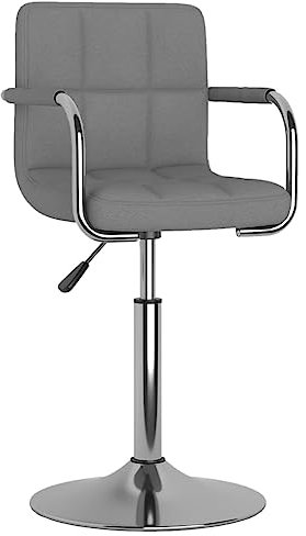 vidaXL Barhocker mit Armlehnen Höhenverstellbar Drehbar Küchenhocker Barstuhl Tresenhocker Thekenhocker Tresenstuhl Bistrohocker Hellgrau Stoff