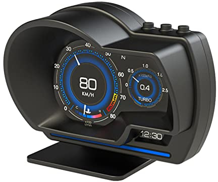 Geloo Head Up Display, Universal Auto HUD OBD + GPS Head-up-Display 2-Systeme Smart Gauge mit Einstellbarer Halterung Alarmleuchte Fehlercode Löschen Tachometer