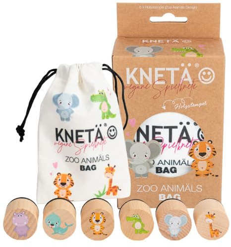 KNETÄ Holzstempel Set *ZOO ANIMÄLS* Geschenkidee für Kinder I Knetwerkzeug I Knete Zubehör