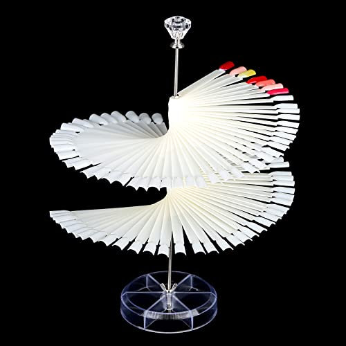 BNG Nail Color Wheel Display - 120pc Nail Display Tips, Fan-Shape Sticks, Color Chart Board Salon Tool with Stand