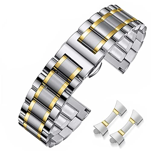 HEYOZURY Uhrenarmbänder für Uhr mit Geraden und Gebogenen Ende 16mm,18mm,19mm,20mm,22mm,24mm Metal Ersatzband Armbänder für Herren/Damen