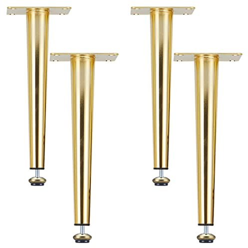 Tischbeine Konisch, Gold Tischfüße Höhenverstellbar, 4 Stück Mobelbeine Höhe: 10-55 cm (+1.0cm) Couchtisch/TV Tisch/Beistelltische/Kommode/Nachttisch Beine Eisen Stützbeinen (20cm,Gold)