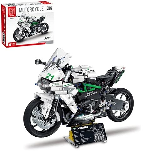 Auforua Technik Motorrad Bausatz, 1:5 Groß Motorrad Modellbausatz, 2022-tlg MOC Klemmbausteine Motorrad Set, Technik Motorrad Bausteine