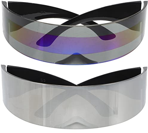 2st -brille 80er Sonnenbrille Futuristische Schildsonnenbrille Durchsichtige Partybrille Tragbare Partybrille Bunte Sonnenbrille Zyklop Plastik Rahmenlos Schutzbrille