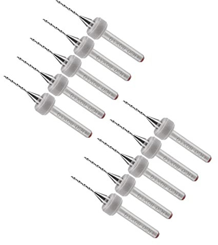 CoCud Micro PCB Perceuse Pointes, 1/8 Tige 0.8mm Tranchant, Tungstène Carbure Impression Circuit Carte Perceuse Pointe - (Applications: pour CNC Perçage Gravure Machine), 10 morceaux
