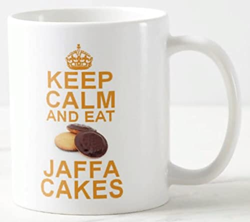 Keep Calm and EAT Jaffa Cakes ≈ Mug ≈ Chocolate Biscuit Biscuits Cake and Carry on Style Mugs - REF M292