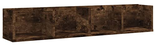 vidaXL CD Wandregal, Hängeregal mit viel Platz, Bücherregal für Wohnzimmer Schlafzimmer Büro, Wandablage DVD Regal, Räuchereiche Holzwerkstoff