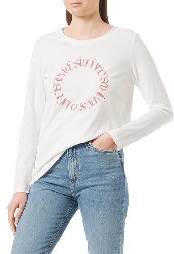 s.Oliver Damen Langarmshirt mit Print White, 40