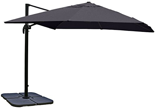 Mendler Gastronomie-Ampelschirm HWC-A96, 3x4m (Ø5m) Polyester Alu/Stahl 26kg mit Ständer drehbar - anthrazit