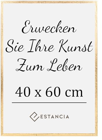 Estancia Goldfarbener Bilderrahmen aus Kiefernholz 40x60 cm mit Bruchsicherem Acrylglas | Moderner Holzbilderrahmen 40 x 60 cm