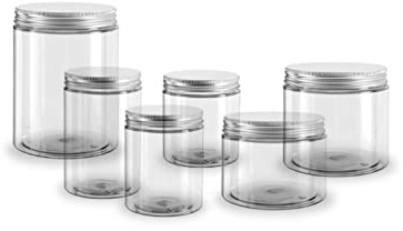 MAQA 6 pz Contenitori plastica con coperchio da 250 a 1000 ml, barattoli ermetici per alimenti, barattoli con tappo a vite in alluminio 650 ML, Trasparente