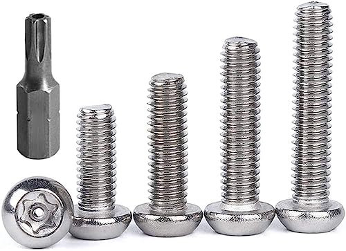 FarDeer Antivol Vis M5 Vis à Tête Ronde Boulon Vis à Tête Bombée Torx 304 Vis Inox Acier Inox Vis Autotaraudeuse Anti-vol avec âme de Colonne (M5*40mm * 25pcs)