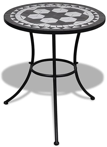 Camerina Bistrotisch Schwarz 60 cm Stehtisch Gartentisch Outdoor Mosaik Tisch 60 cm x 60 cm x 70 cm