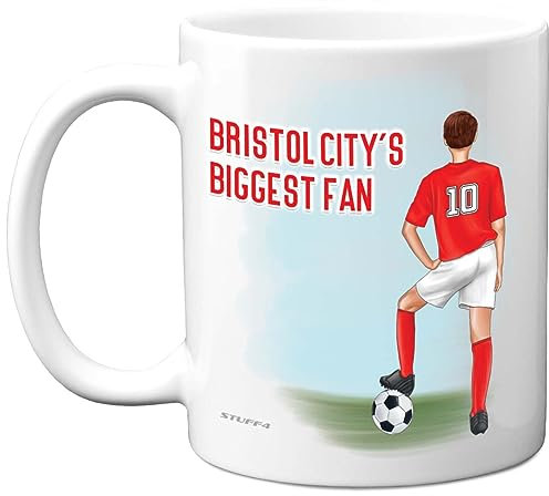 Stuff4 Football Mug Gift for Bristol City Fans - Footy Biggest Fan - Happy Birthday Mugs Present Gifts for Son Dad Brother Uncle Colleague Friend Cousin, 11oz Ceramic Dishwasher Safe Coffee Tea Cup