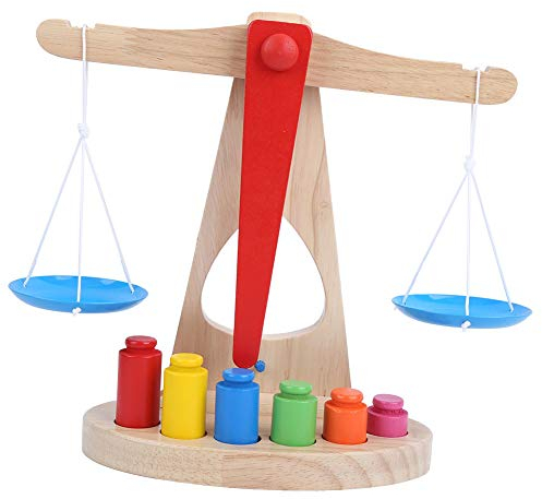 Bagima Kinderwaage aus Holz, 28 X 26 X 5, Holzwaage, Pädagogisches Kinder-Kind-Kindergarten-Mathe-Lehrspielzeug