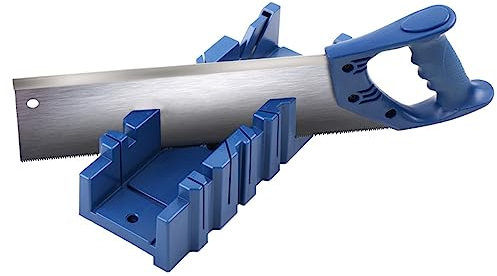 Scie à Onglets à 45 ° avec Bo?te de Rangement, Blocs D'angle de Moulure de Couronne, Scie à Onglets Manuelle à Coupe D'angle, Ensemble D'armoire de Scie à Onglets Manuelle