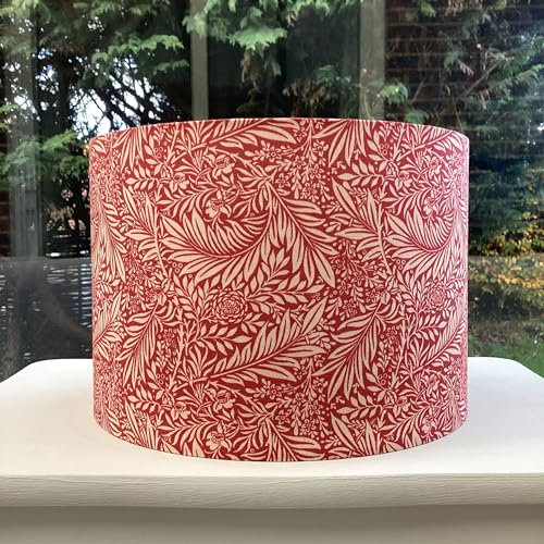 Handmade Lampshade William Morris Larkspur Red Cream Pink 20cm | 30cm | 40cm (Table/Floor, Large (40cm Diameter))