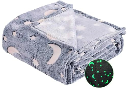 BAOJULONG Kuscheldecke die im Dunkeln leuchtet, Behagliche und Weiche Wohndecke für Bett Couch und Sofa, Leuchtende Decke für Kinder und Erwachsene (50 x 59.8(127 x 152 cm))