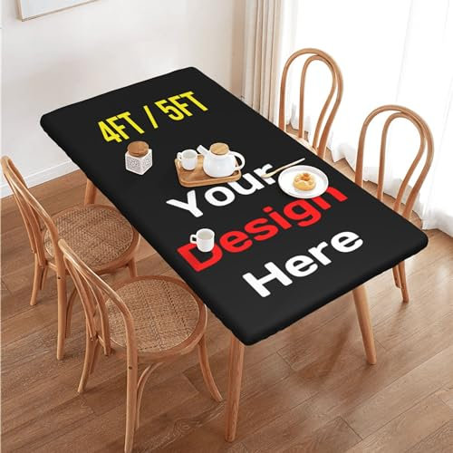 Benutzerdefinierte Tischdecke, personalisierte Tischdecke mit Logo-Text, personalisierte Tischdecke, Tischschutz, waschbare Esstischdecke für Geburtstag, Urlaub, Party, Hochzeit 4FT/5FT