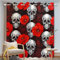 FABTOP Totenkopf Verdunkelungsvorhänge 3D Totenkopf Muster Ösen Vorhang 2Er Set Schädel Rosen Gothic Vorhänge Blickdicht Totenkopf Blumen Gardinen Für Schlafzimmer (3,280×245BxH (140×245cm×2))