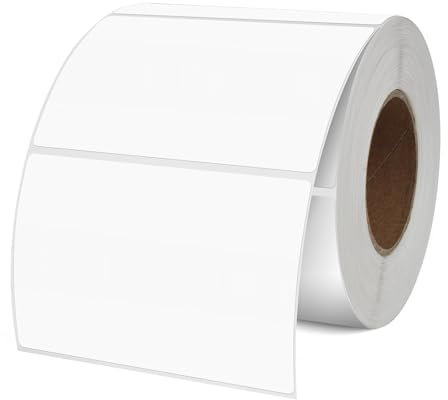 YIKIADA 500 Stück Weiß Etiketten 50 × 76 mm Selbstklebend Vinyl Klebeetiketten zum Beschriften Wasserfest Aufkleber Rolle für Umzug Tafel Marmelade